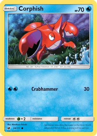 Corphish 024  - Reverse Holofoil SM  Crimson Invasion - Common