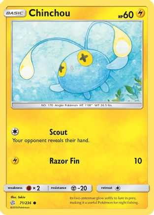 Chinchou 071  - Reverse Holofoil SM  Cosmic Eclipse - Common