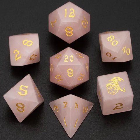 Dragon's Hoard Gemstone Dice: Rose Quartz