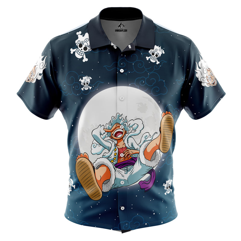 Hawaiian Shirt: Anime: One Piece: Luffy Gear 5 Moon: XL