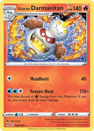 Galarian Darmanitan (28) (28) 028  - Reverse Holofoil SWSH03 Darkness Ablaze - Rare