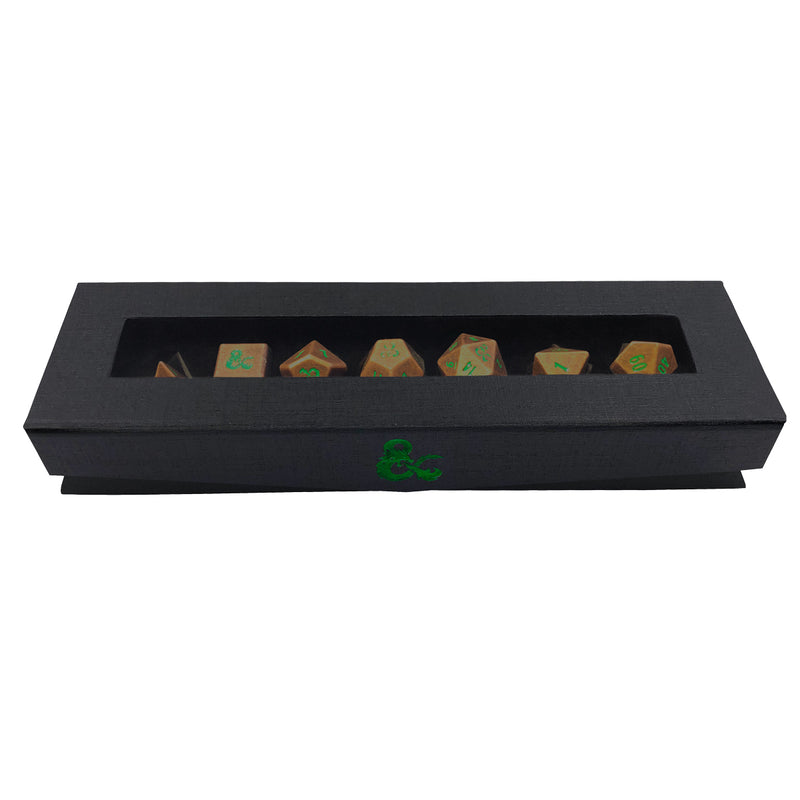 Ultra PRO: Heavy Metal Dice - 7-Dice Set (Dungeons & Dragons - Copper and Green)