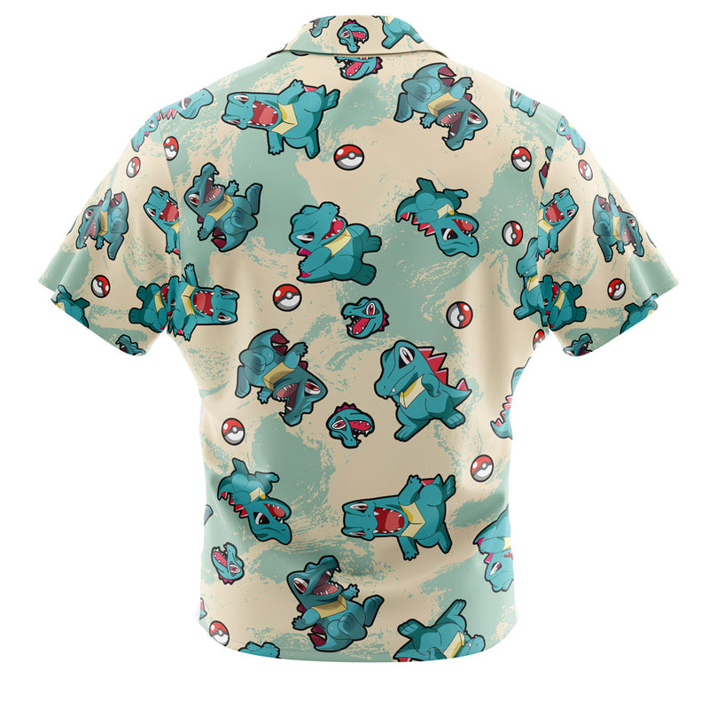 Hawaiian Shirt: Anime: Pokemon: Totodile w/ Poke Ball: M