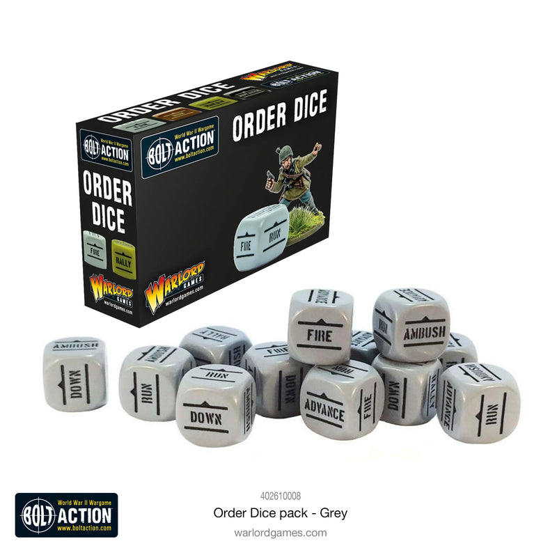 Bolt Action Order Dice (Grey)