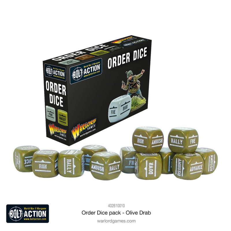 Bolt Action Order Dice (Olive Drab)