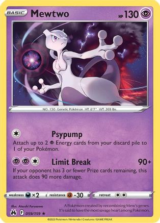 Mewtwo 059  - Holofoil Crown Zenith - Holo Rare