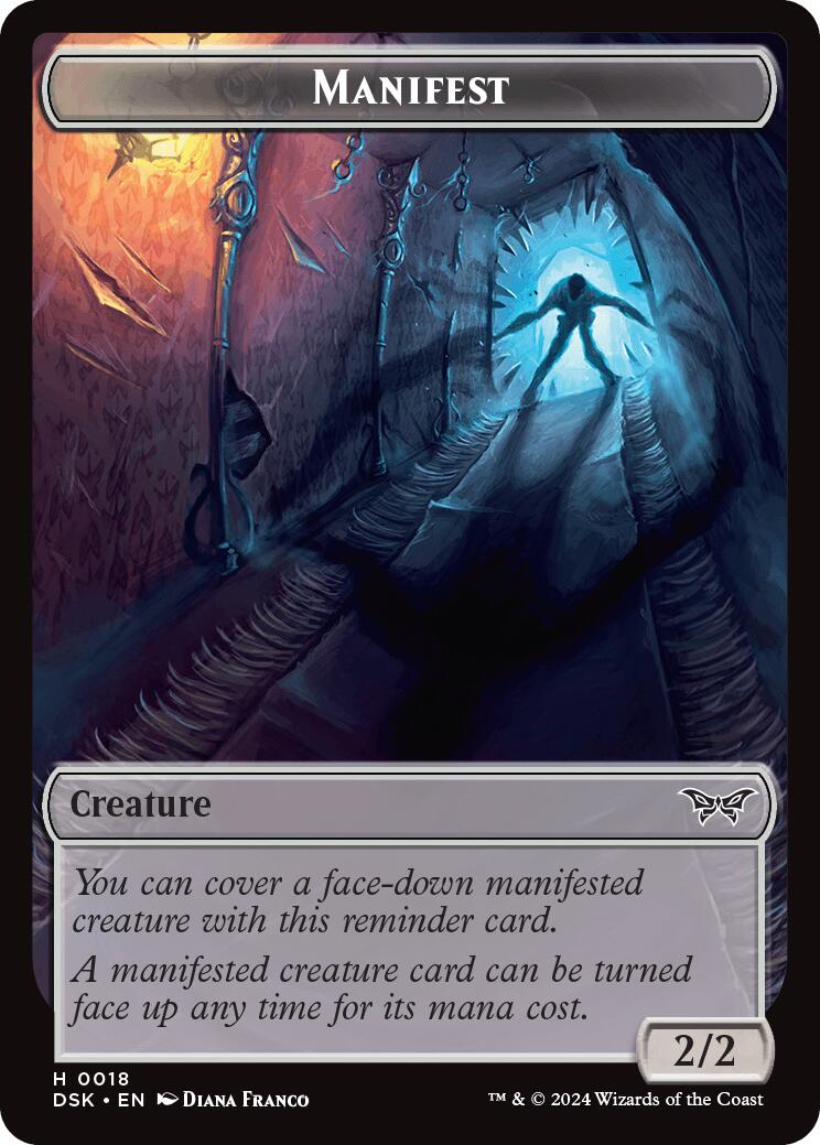 token card draw mtg Wurm (0019) // Manifest Double-Sided Token [Duskmourn: House of Horror