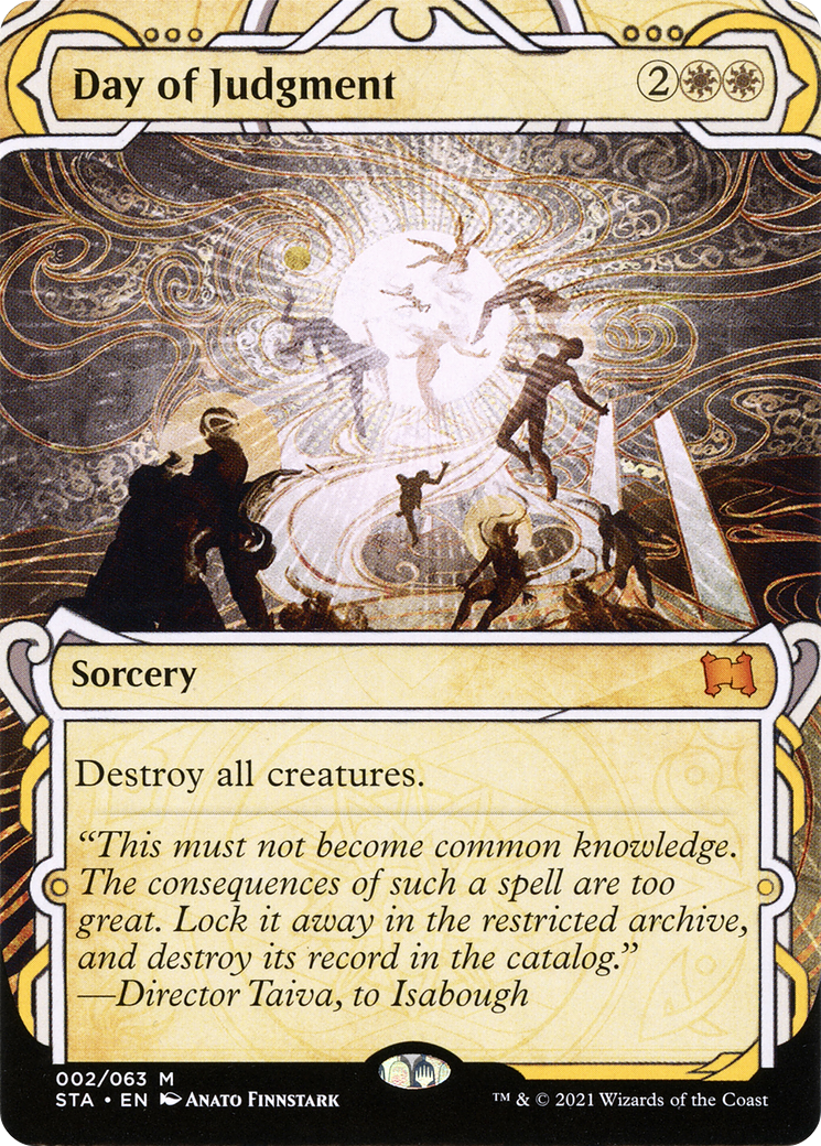 Day of Judgment (STA-002) - Strixhaven Mystical Archive: (Showcase) (Borderless) Etched Foil