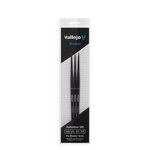 Vallejo: Brush Set: Pro Modeler Series Design Set - Natural Hair (Sizes 4/0, 3/0, 2/0)