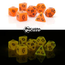 Die Hard Dice 7 Die RPG Dice Set: Glow-in-the-Dark Orange