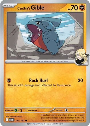 Cynthia's Gible (102/182) [Scarlet & Violet: Destined Rivals]