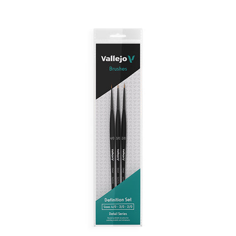 Vallejo: Brush: Brush Set: Definition Set - Natural Hair (Sizes 4/0, 3/0 & 2/0)