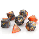 Die Hard Dice 7 Die RPG Dice Set: Silver/Orange Alloy