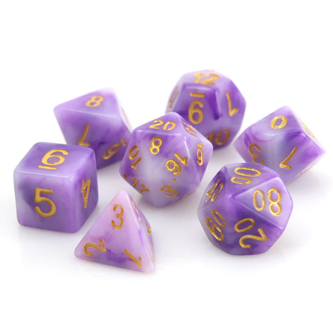 Die Hard Dice 7 Die RPG Dice Set: Amethyst w/ Gold