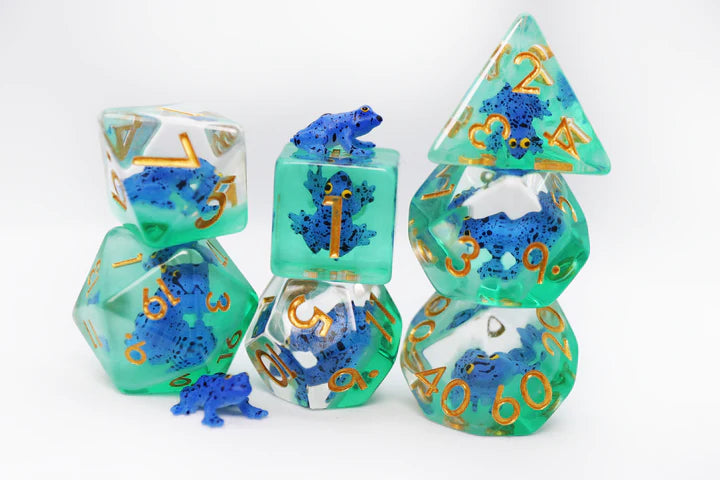 Foam Brain Games RPG Dice Set: Dark Blue Frog