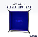 FanRoll: Velvet Folding Dice Tray with Leather Backing 10x10: Blue