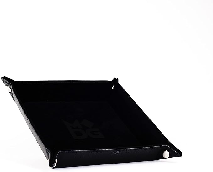 FanRoll: Velvet Folding Dice Tray with Leather Backing 10x10: Black