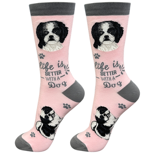 Life is Better Socks: Shih Tzu Black