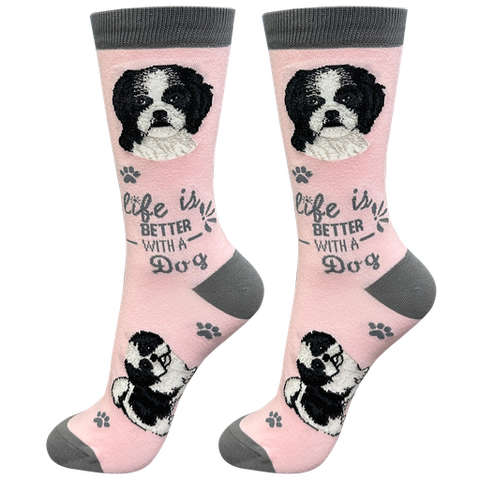 Life is Better Socks: Shih Tzu Black