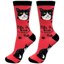 Life is Better Socks: black and white cat