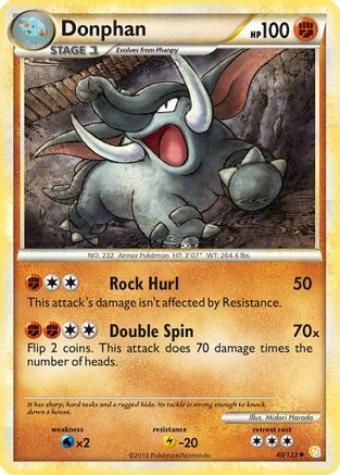 Donphan  - Reverse Holofoil HeartGold SoulSilver - Uncommon