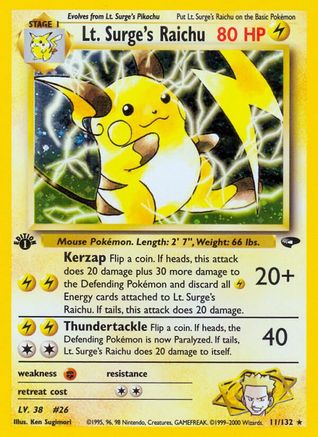 Lt. Surge's Raichu (11/132) [Gym Challenge Unlimited]