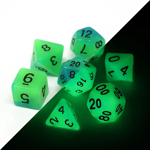 Die Hard Dice 7 Die RPG Dice Set: Glow-in-the-Dark Driftglobbe