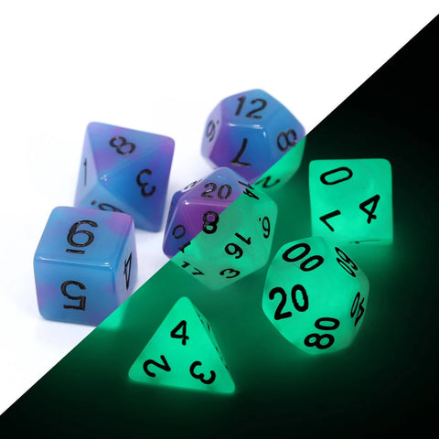 Die Hard Dice 7 Die RPG Dice Set: Glow-in-the-Dark Blue