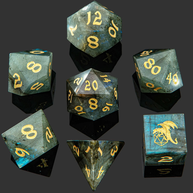 Dragon's Hoard Gemstone Dice: Sharp Edge Labradorite