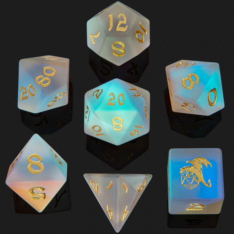 Dragon's Hoard Gemstone Dice: Frosted Prismatic Crystal K9