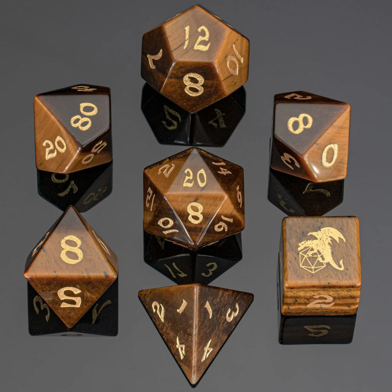 Hymgho: Dragon's Hoard Gemstone Dice: Yellow Tiger Eyes