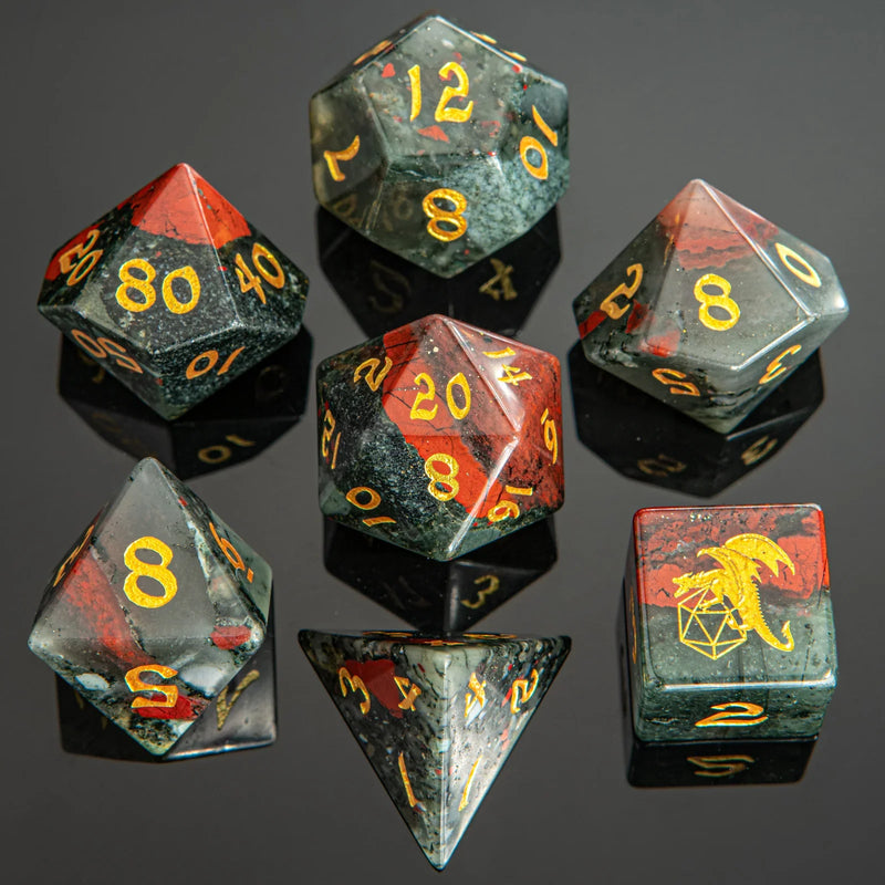 Dragon's Hoard Gemstone Dice: Bloodstone