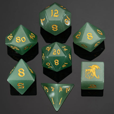 Dragon's Hoard Gemstone Dice: Green Adventurine