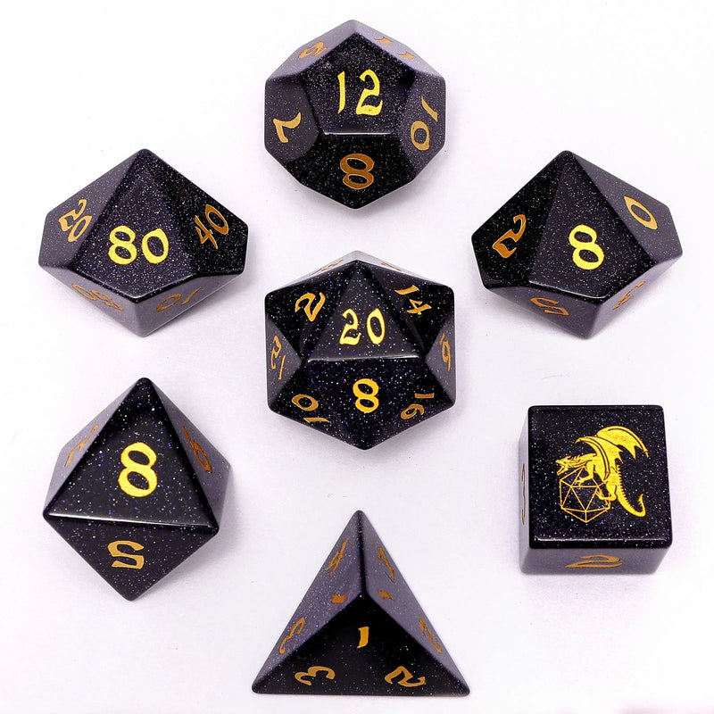 Dragon's Hoard Gemstone Dice: Blue Goldstone
