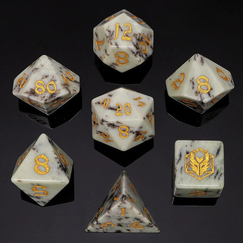 Dragon's Hoard Gemstone Dice: White Petrified Wood