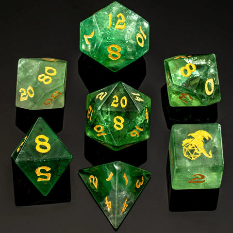 Hymgho: Gemstone Dice: Green Fluorite Polyhedral Set (7)