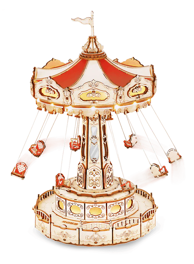 Hands Craft 3D Wooden Puzzle: Amusement Park Swing Ride