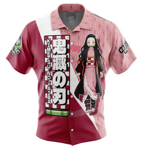 Hawaiian Shirt: Anime: Demon Slayer: Nezuko: XL