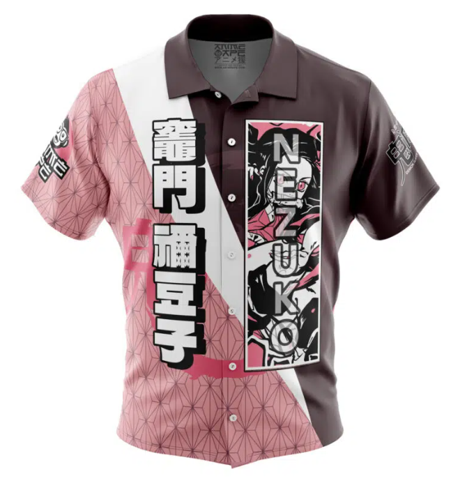 Hawaiian Shirt: Anime: Demon Slayer: Nezuko: XL