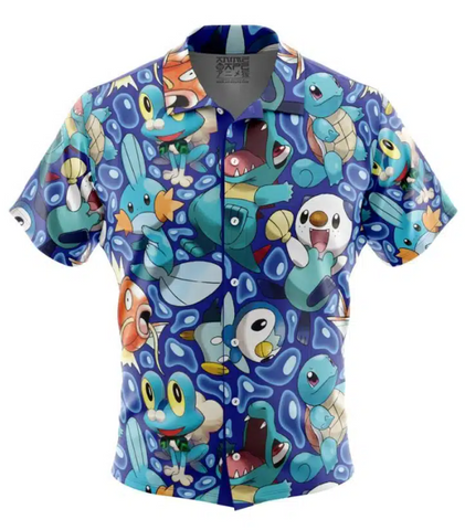 Hawaiian Shirt: Pokemon: Water Type Starters: Large