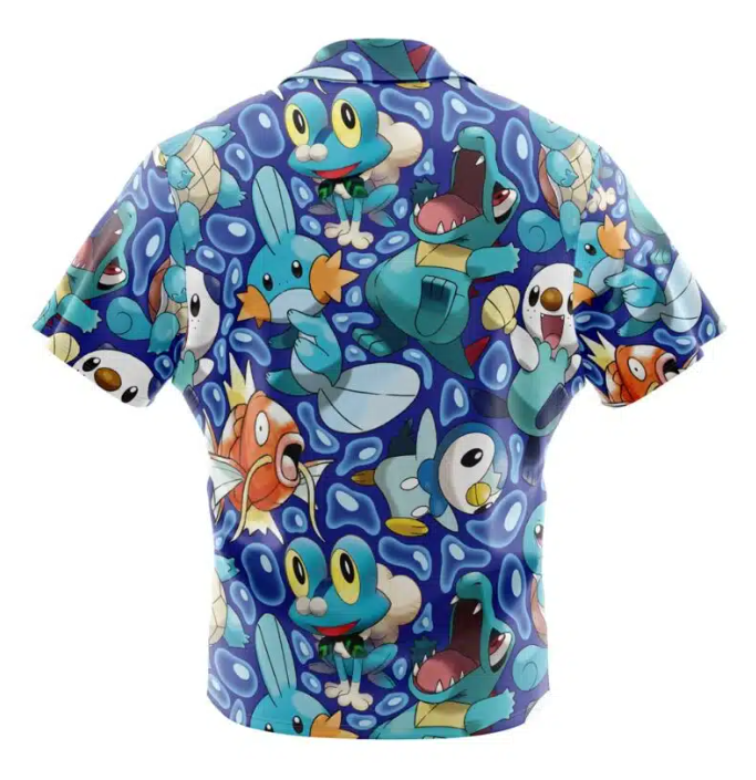 Hawaiian Shirt: Pokemon: Water Type Starters: Large