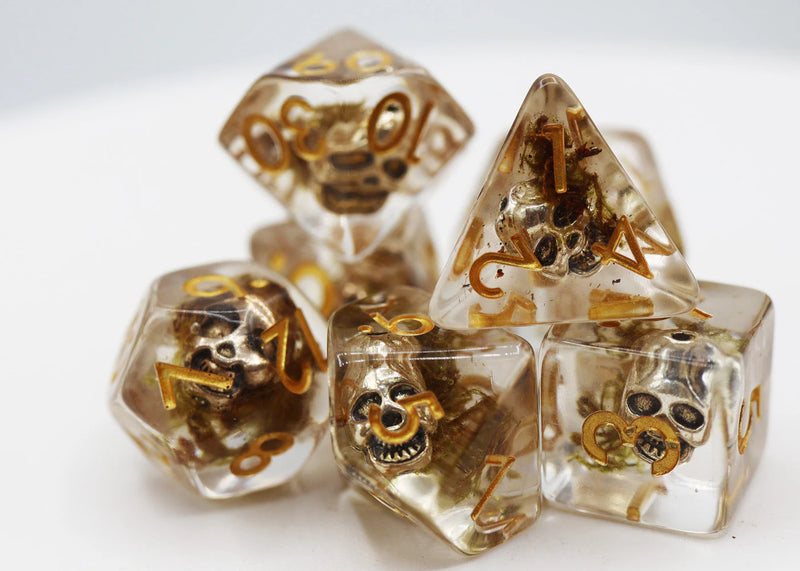Foam Brain Games Silver Pirate Skull RPG Dice Set