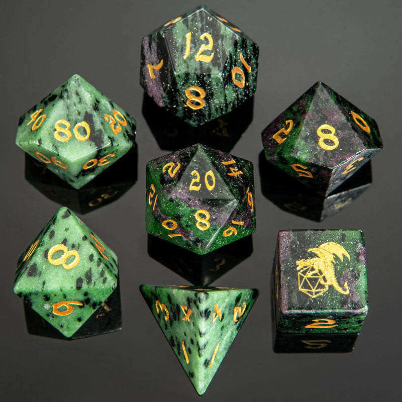 Dragon's Hoard Glass Dice: Ruby in Zoisite