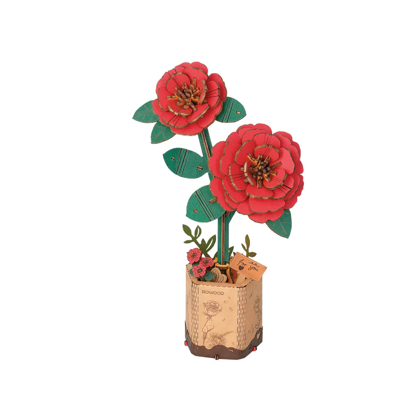 Hands Craft 3D Wooden Puzzle: Red Camellia