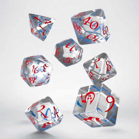 Classic RPG Dice Set: Translucent & Blue/Red