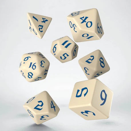 Classic Runic RPG Dice Set: Beige & Blue