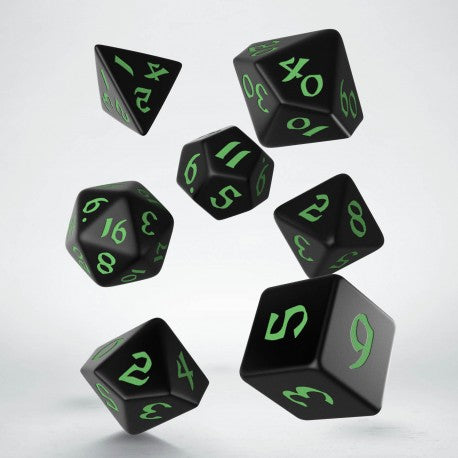 Classic Runic RPG Dice Set: Black & Green