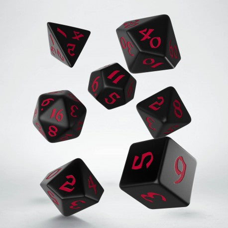 Classic Runic RPG Dice Set: Black and Red