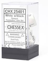 Chessex Opaque: White/Black 7 Dice Set
