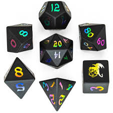 Dragon's Hoard Gemstone Dice: Obsidian w/ Rainbow